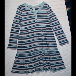 Justice Girls Dress Size 14 Soft Long Sleeve Waffle Knit Pastel Blue Pink White